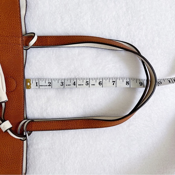 Faux Leather Small Shoulder Tote Bag Brown - Picture 8 of 9